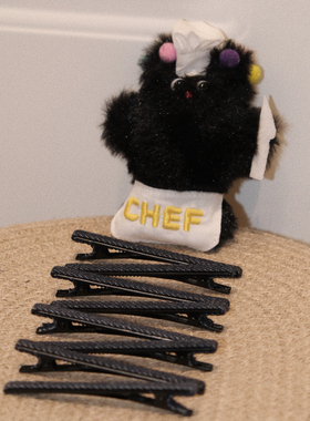 「黑小厨的牛牛之路」深牛仔色布艺百搭基础刘海一字夹碎发侧边夹