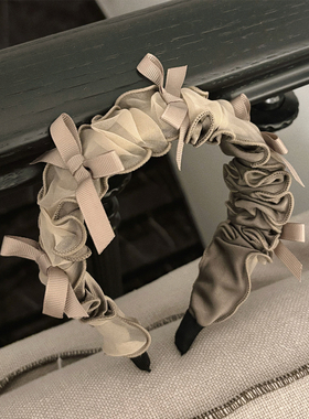 「当梦幻的蝴蝶结爬满屋顶」内外双料蝴蝶结褶皱发箍褶皱宽边头箍