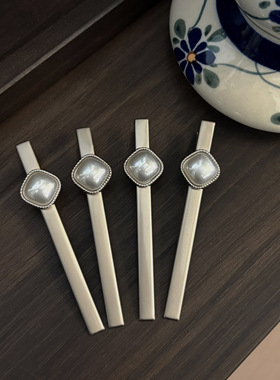 「发光少女」复古银色金属鸭嘴夹碎发夹子百搭珍珠侧边刘海发夹