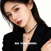 珍珠皮革锁骨链轻奢时尚 ASYOUWISH 小众甜酷个性 高级感简约项链女
