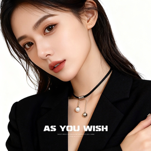 高级感简约项链女 珍珠皮革锁骨链轻奢时尚 ASYOUWISH 小众甜酷个性
