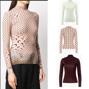 半高领长袖 t恤叠穿洋气弹力上衣内搭秋冬 serre月亮打底衫 marine