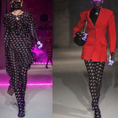 Marine早秋外穿月亮重影印花显瘦弹力紧身运动打底裤 女 脚踩连袜裤