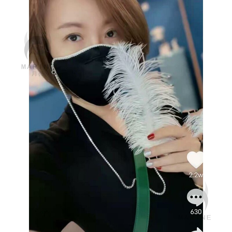 心心妈妈同款口罩左岸潇同款真丝高矮胖瘦妈妈闪珍珠口罩抖音同款