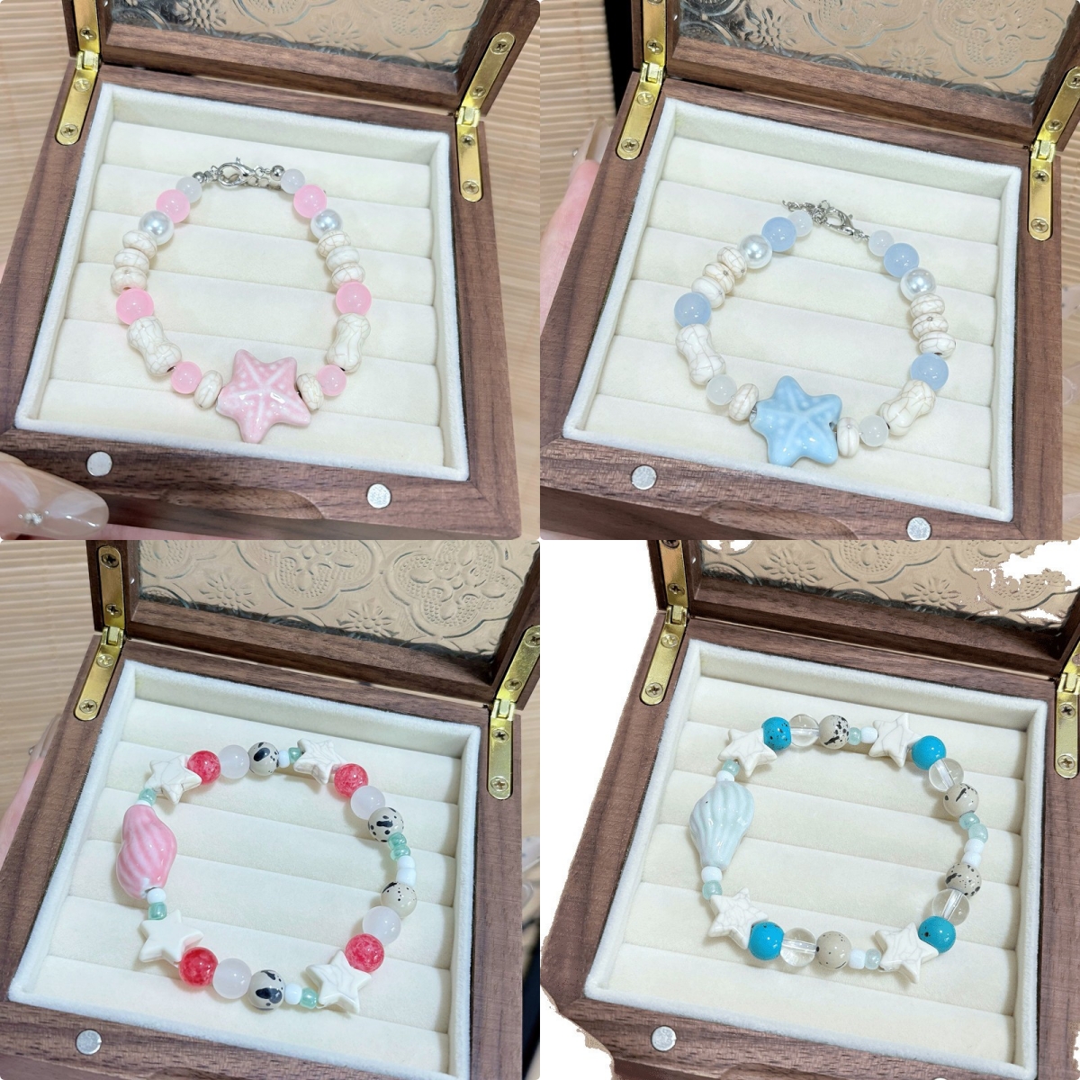 度假海螺星星玻璃串珠手链