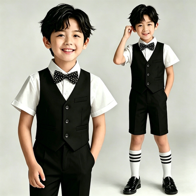 儿童礼服套装西服花童背带裤幼儿园合唱拍照表演服朗诵钢琴演出服 — 8