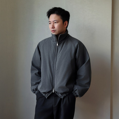 日系复古冬季条纹棉服