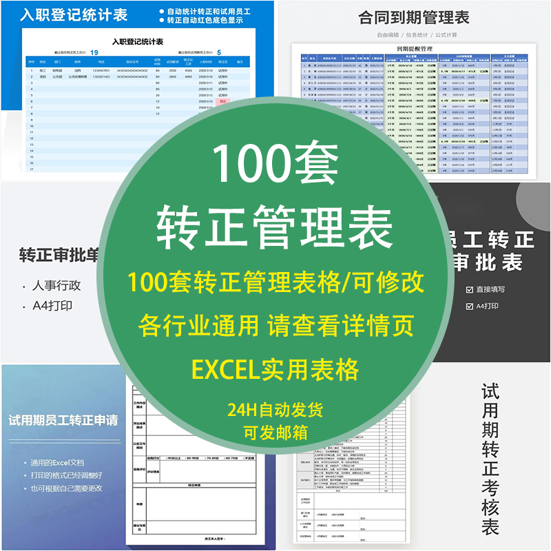 转正管理申请书excel表格单工作总结报告审批员工实习生评估公司-封面