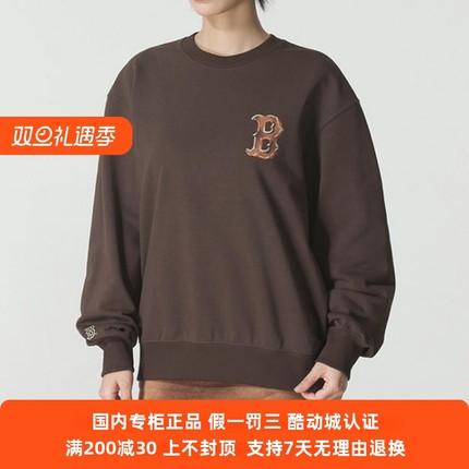 国内现货MLB男女25新款NY大标彩色印花圆领运动套头卫衣3AMTB3254