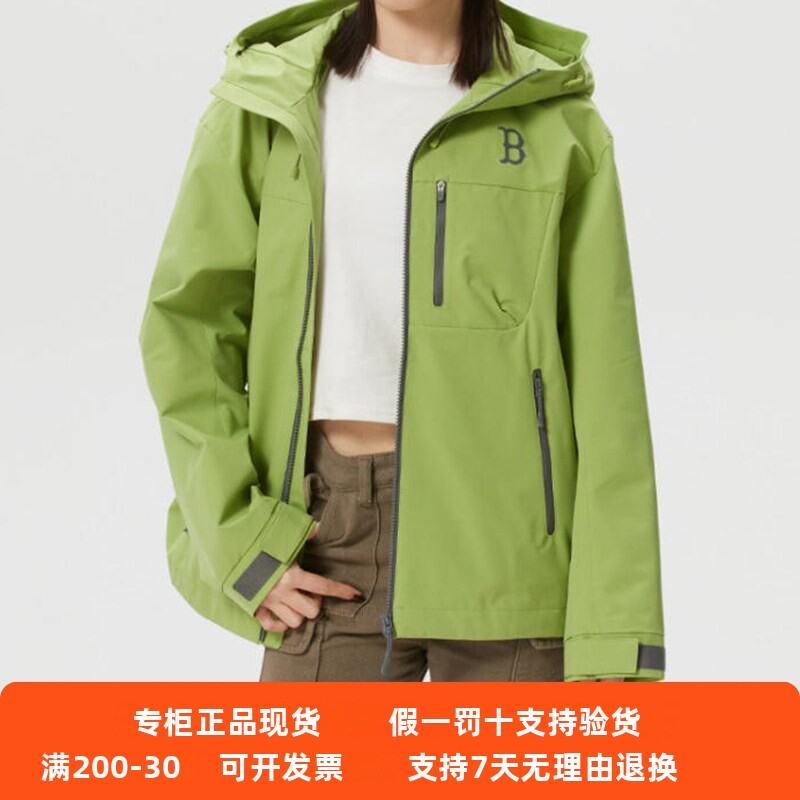 MLB外套春新款男女背后大logo运动休闲防风连帽外套3AWJB0361