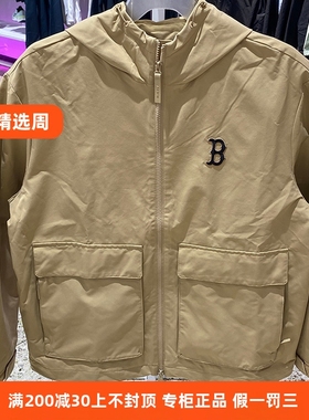 MLB专柜正品外套2024秋季新款简约百搭男女款连帽上衣3AWJB0144