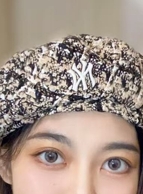 MLB贝雷帽女帽NY复古仿皮草羊羔绒保暖休闲帽时尚情侣帽3ACBB9616