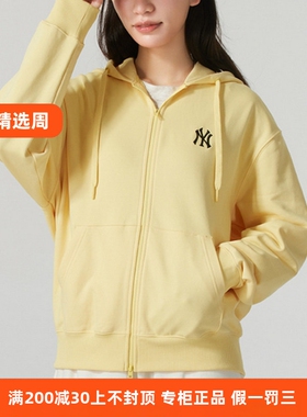 国内现货MLB情侣外套男女NY小标刺绣连帽双拉链运动夹克3ATRB0151