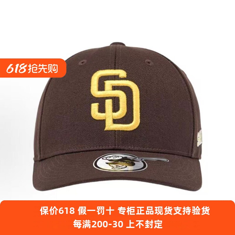 正品现货MLB男女25年大标硬顶不可调节弯帽檐休闲运动帽3ACPBB15N
