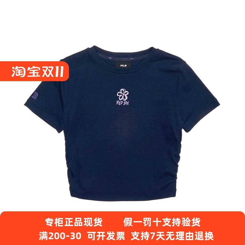 MLB 26夏款女士时尚简约NY印花休闲短款圆领短袖T恤3FTSF0363