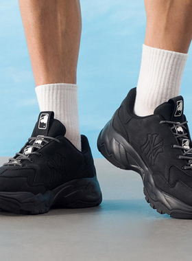 国内现MLB男女25新款NY大标做旧厚底增高运动休闲老爹鞋3ASHVT65N