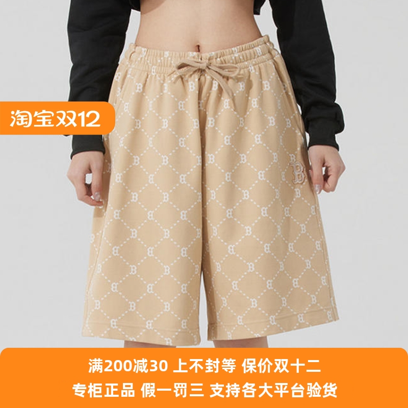 国内正品MLB男女25新款NY老花满标运动宽松休闲五分短裤3ASPM0153