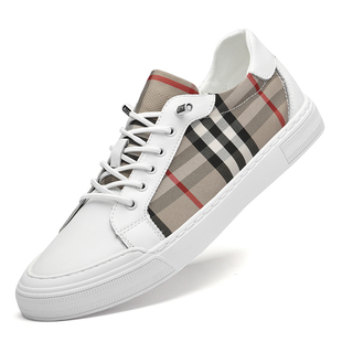 轻奢真皮板鞋男士运动休闲鞋软底夏季透气时尚百搭冰丝布帆布潮鞋