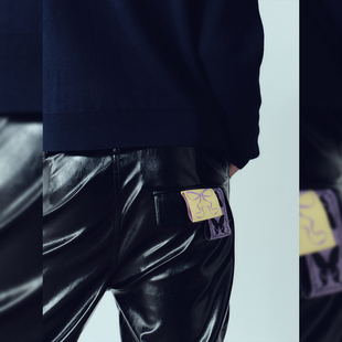 原创设计标签小众漆皮朋克风直筒休闲拉链皮裤 KADAKADA tagme