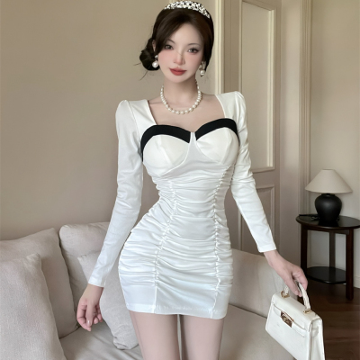 辣妹连衣裙白色棉质修身包臀短裙