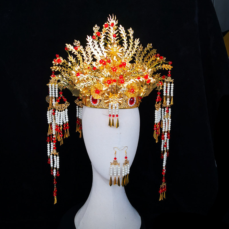 新娘饰品古装头饰凤冠中式结婚发冠头冠发饰秀禾礼服婚礼流苏复古