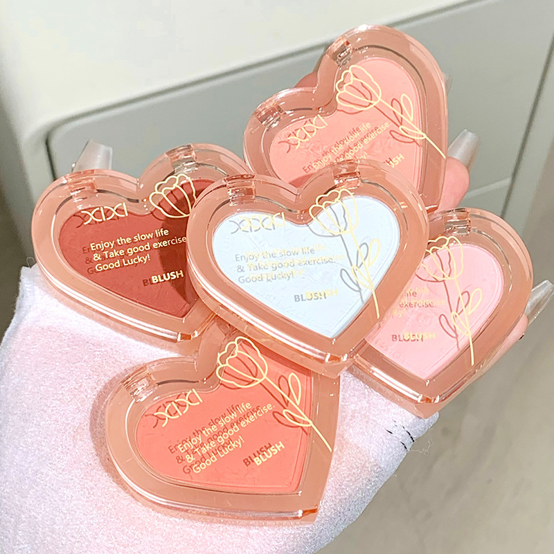 xixi单色爱心腮红纯欲风膨胀色自然裸妆修容提亮蜜桃粉哑光胭脂