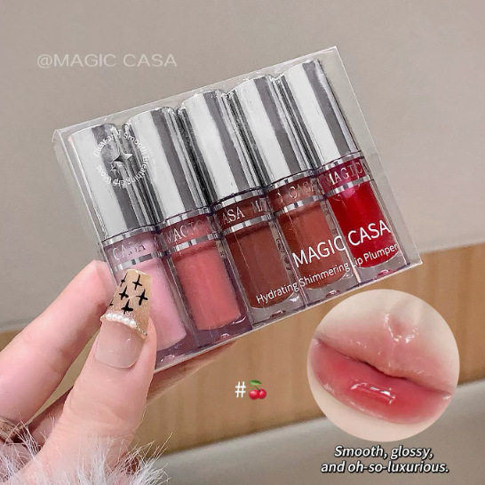 magic casa五支套装水光果冻唇蜜护唇油丰唇液滋润打底膏跨境