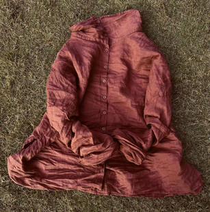 子曰初春新款原创宽松加厚苎麻高领开衫文艺堆堆领长袖打底衬衫女