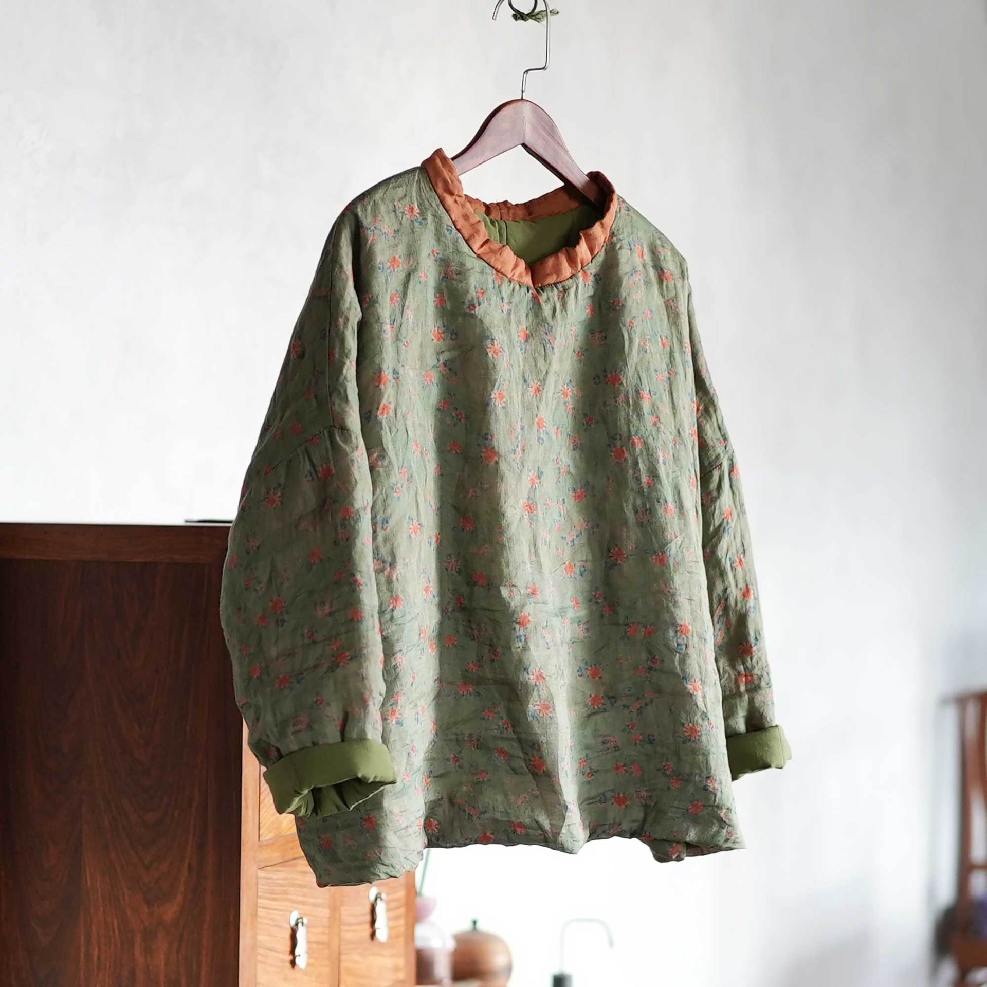 苎麻夹棉数码印花棉衣