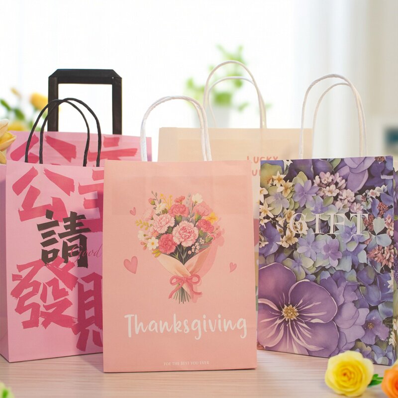 三八女神节礼品袋幼儿园妇女节礼物包装袋生日礼物牛皮纸袋手提袋