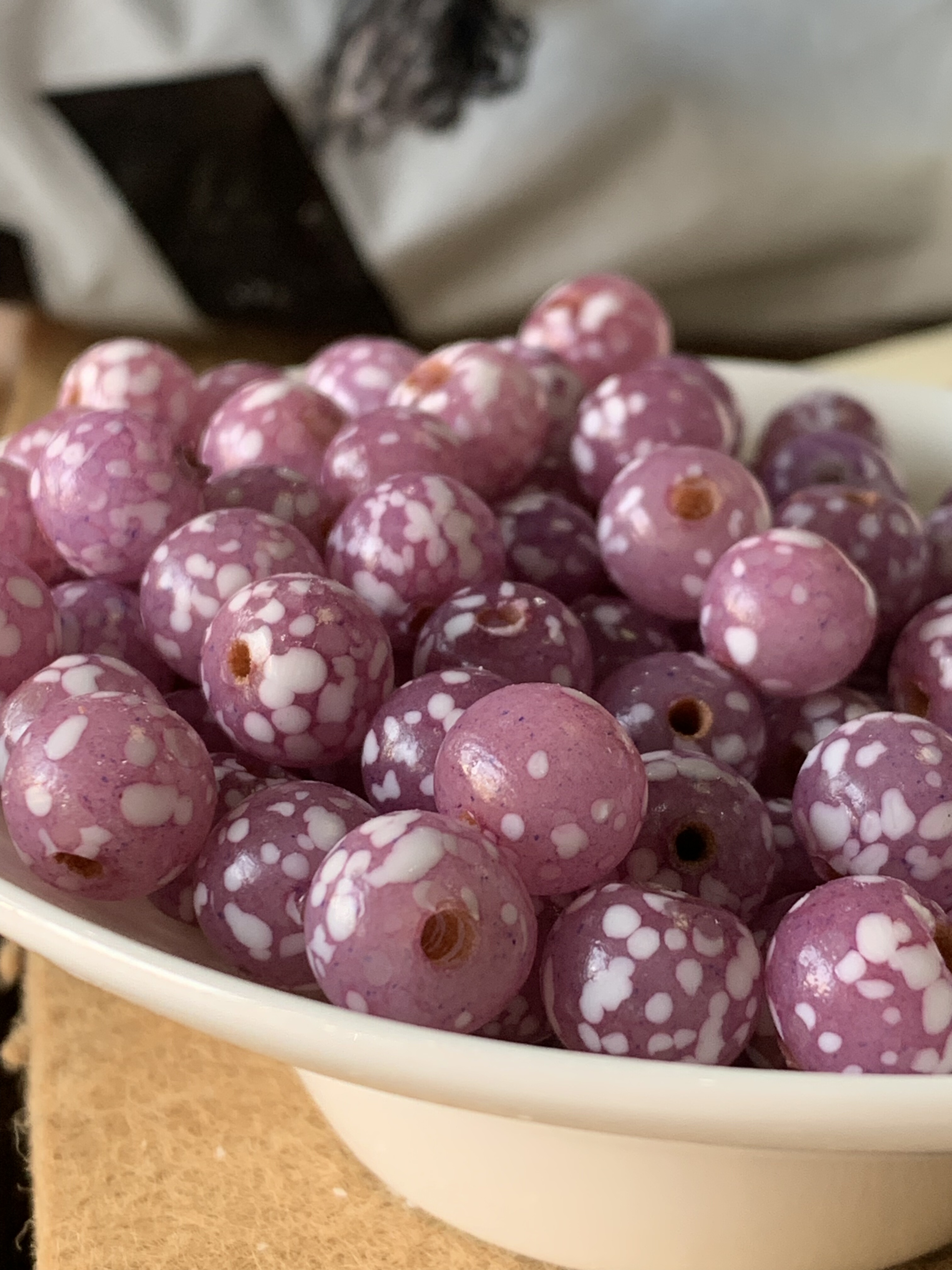 民清非遗老工艺琉璃珠黑白点彩沾花珠子手串卡10各种颜色料珠