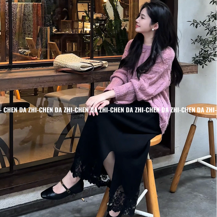 高级感圆领套头长袖针织衫女毛衣