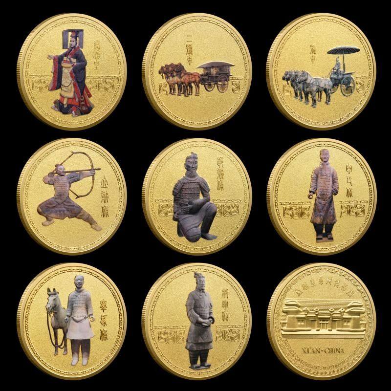秦始皇兵马俑纪念币uv彩印西安博物馆旅游纪念章中国风创意礼品