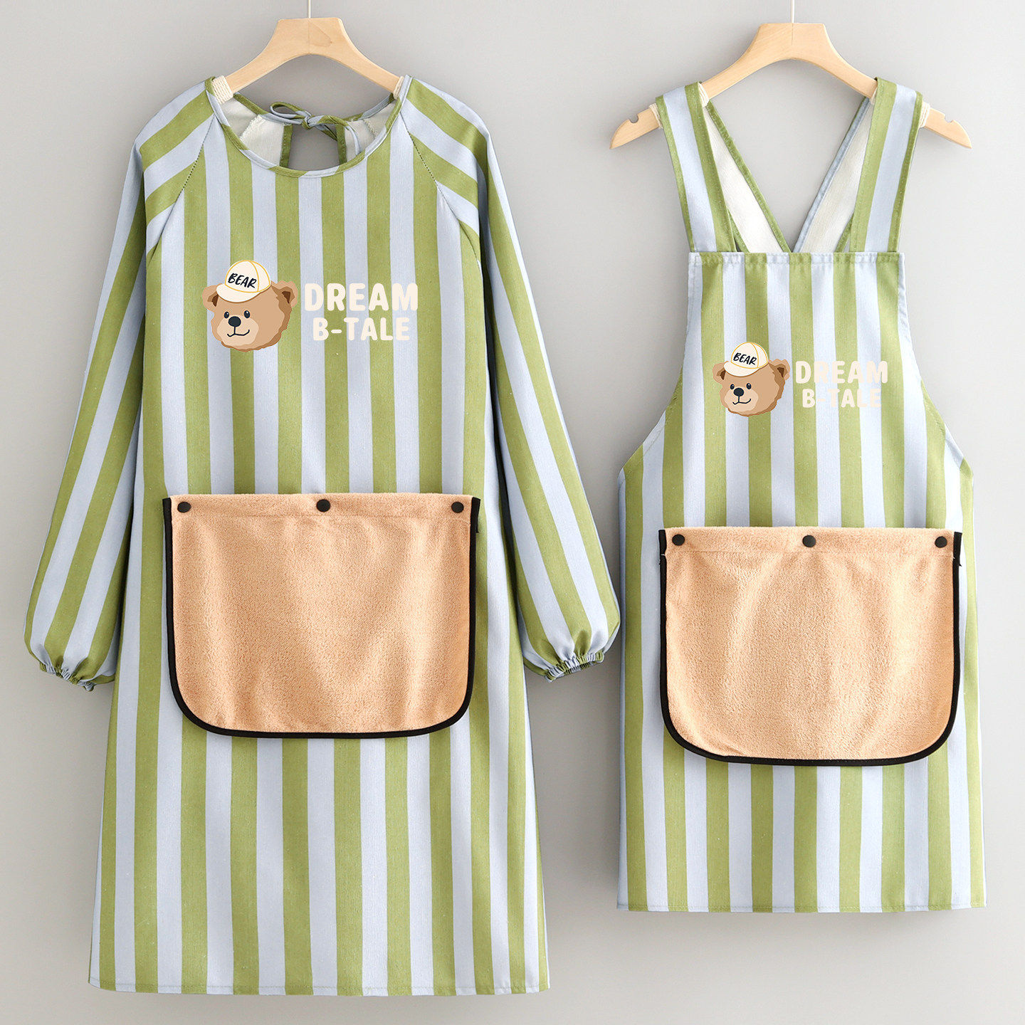 韩版帆布围裙透气耐脏餐饮上班工作服厨房做饭家用罩衣可擦手围腰