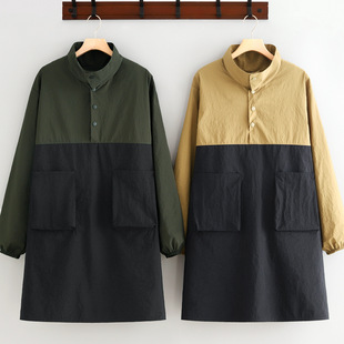 简约防泼水罩衣家用厨房长袖围裙定制logo印字餐饮专用上班工作服