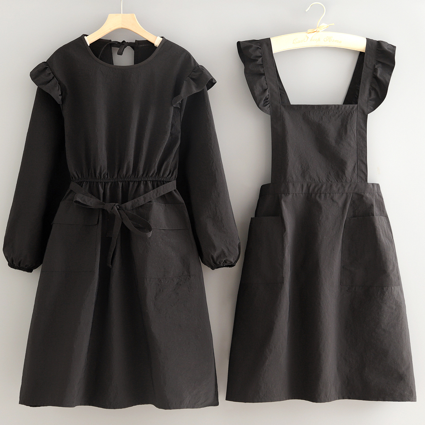 时尚韩版防泼水长袖罩衣厨房做饭家用餐饮上班工作服定制印字成人