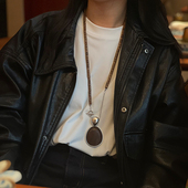 吊坠项链女 毛衣链小众设计款 FIND 森秋系列松果木质长款