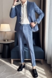 那不勒斯西装套装男高级感商务休闲男款西服外套蓝色LJT622-P230，男装西服套装，电商A213