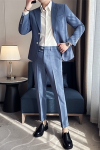 那不勒斯西装套装男高级感商务休闲男款西服外套蓝色LJT622-P230图片