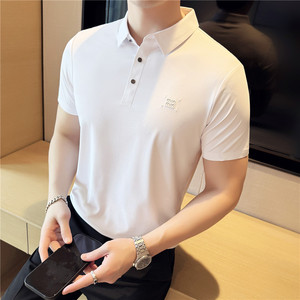 高品质跑量款无痕压胶~弹力polo衫男翻领短袖t恤灰色PL20-P40特图片