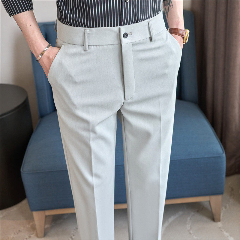 松紧腰西裤~高档含莱赛尔天丝含羊毛休闲裤男长裤灰色XKF335-P88,男装西裤,电商A213