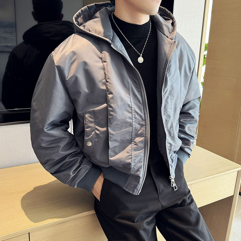时尚褶皱袖子设计感加厚棉衣短款双拉链棉服外套连帽M23060-P198图片