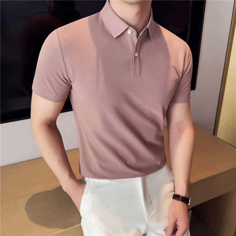 高品质跑量款无痕压胶~纯色polo衫男翻领短袖t恤白色PL19-P30特,男装Polo衫,电商A213