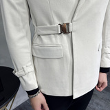 高级感男灯芯绒厚款休闲西服外套条绒西服加厚米白色DX937-P155，男装西服，电商A213