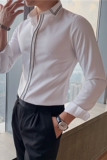 英伦风条纹长袖衬衫男韩版修身刺绣男士衬衣白色A380/C6699/P60，男装衬衫，电商A213