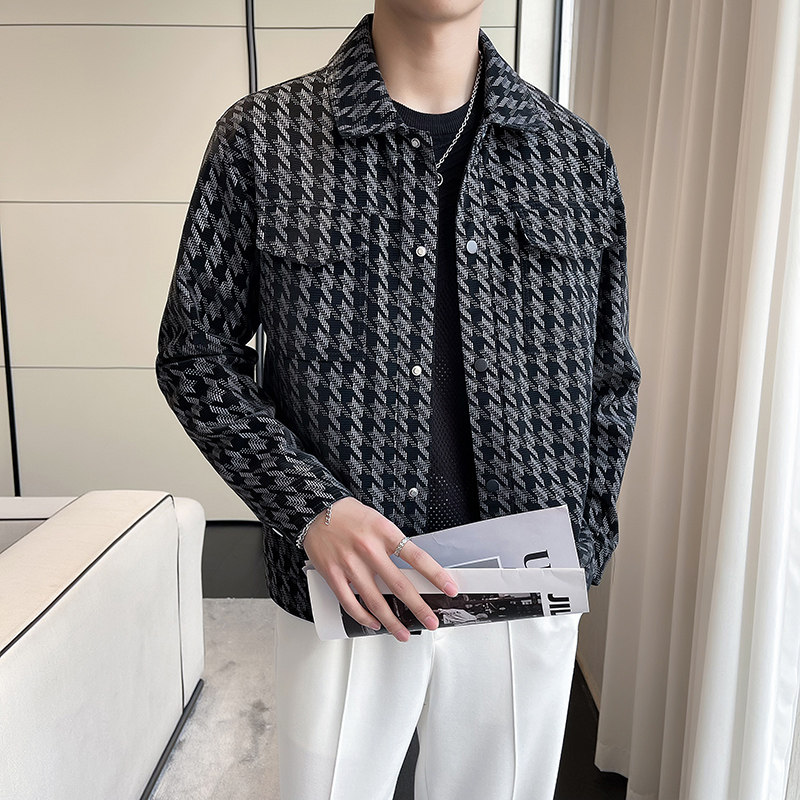 2月20号前到货~帅气显瘦皮衣夹克修身翻领短款条纹外套JK866-P118,男装夹克,电商A213