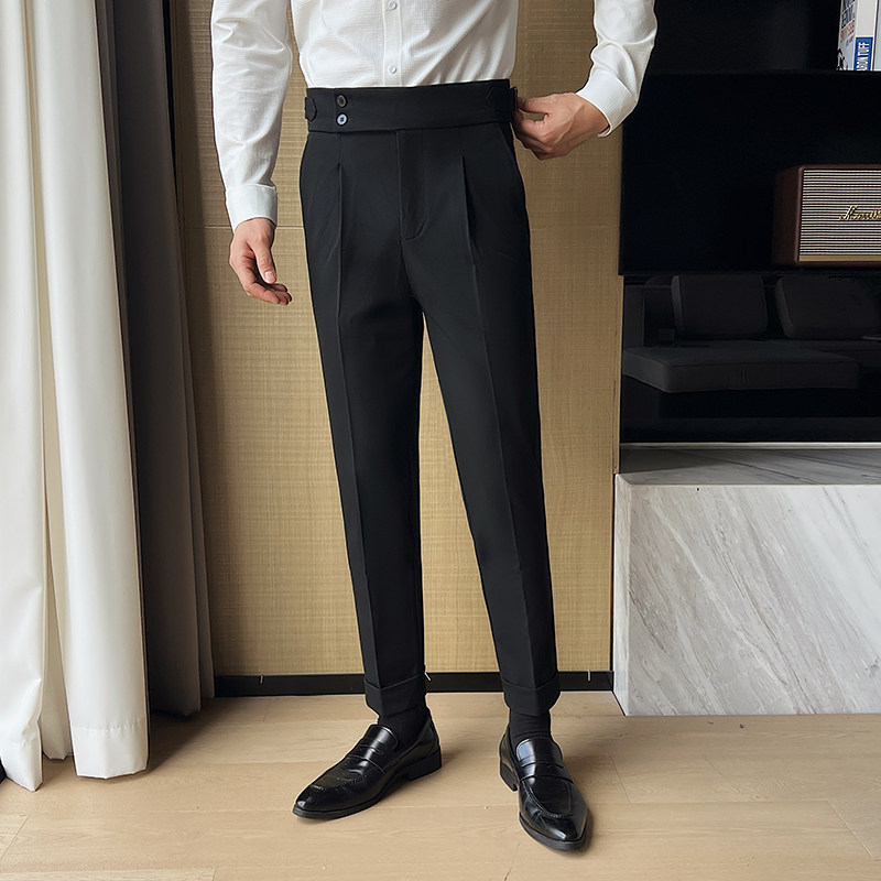 2025新款那不勒斯垂感高腰休闲裤高级感西裤男长裤黑色XK717-P78,男装休闲裤,电商A213