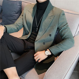 冬装加厚条纹双排扣西服外套男休闲潮流商务西装潮DX36-P155，男装西服套装，电商A213