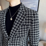 潮男主持人宴会礼服帅气西服外套帅气千鸟格西装厚款DX118-P155，男装西服套装，电商A213