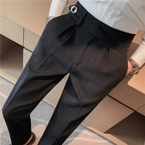 男士那不勒斯垂感高腰直筒裤纯色休闲裤潮西裤男长裤薄款XK26-P75图片